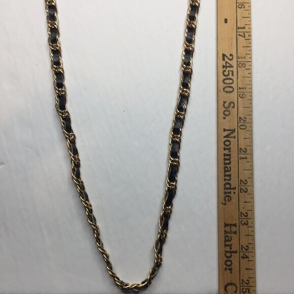 Vintage Genuine Eel Skin Leather Black Evening Purse Handbag Mirror Chain Strap - Picture 14 of 14